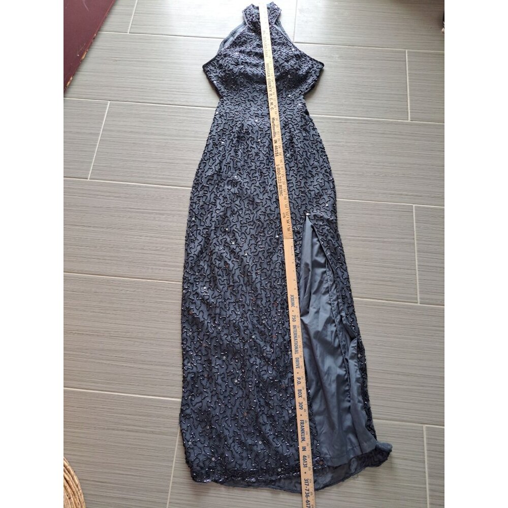 Andretta Donnatello Beaded Halter Neck Maxi Gown Dress Open Back Silk L Formal - Picture 12 of 13